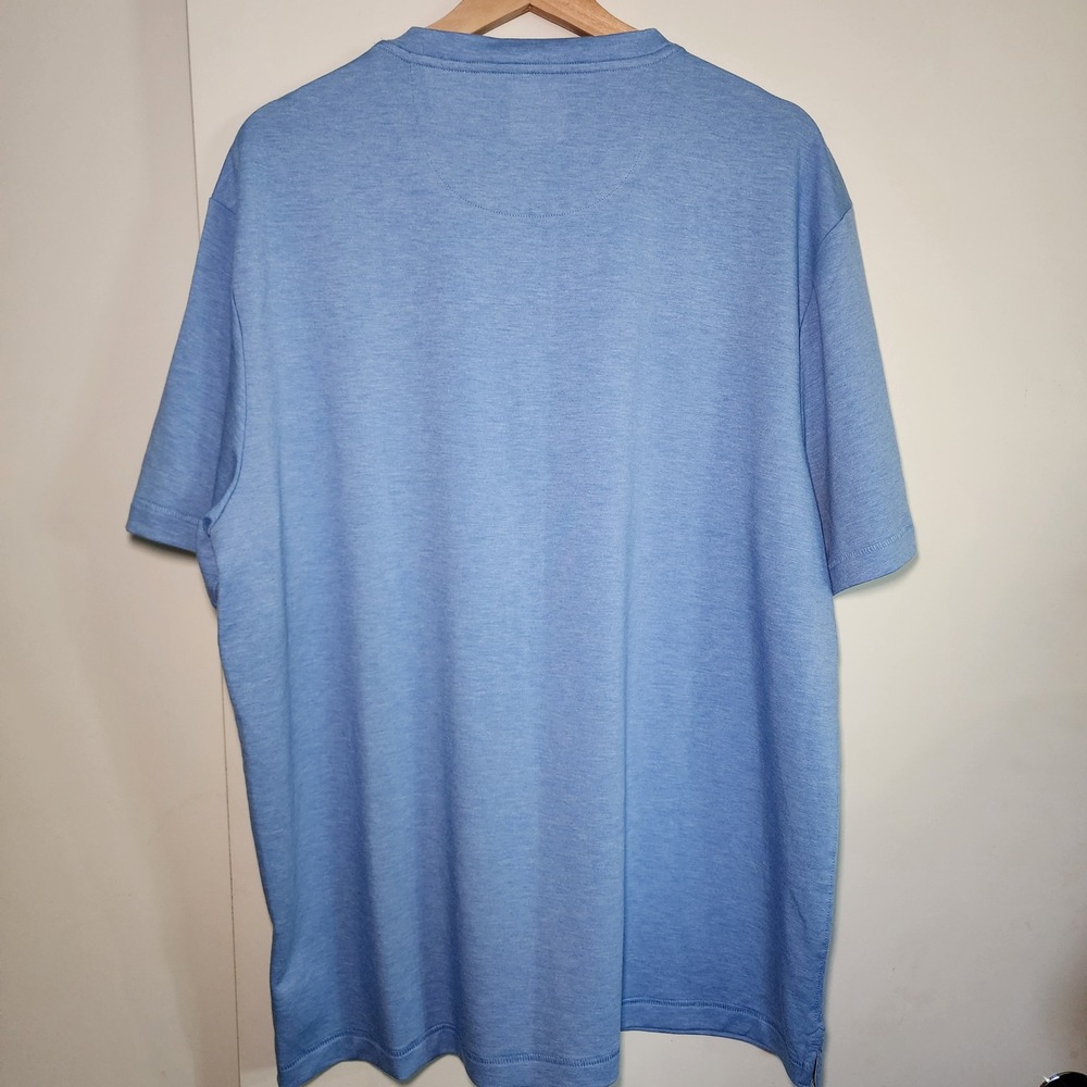 Lands End T-Shirt Mens XL Light Blue Excellent Short Sleeve Heathered Logo Tee - Picture 7 of 7